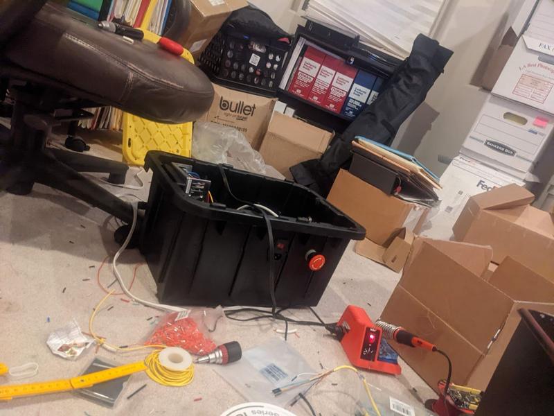 Control box made from a Home Depot tote