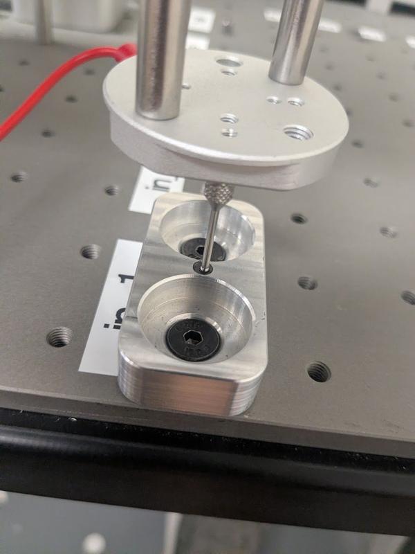 Close-up of calibration testing