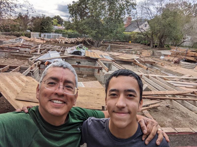 My dad and me once the original house was down to the foundation, so we could repour parts and start building