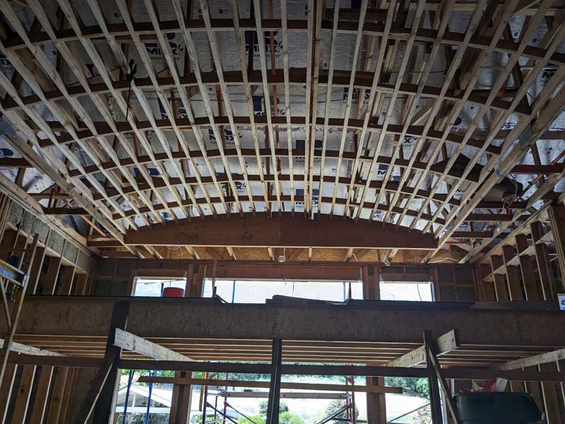 Framing for one of the barrel ceilings