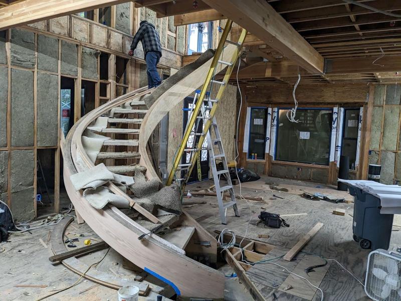 The staircase going in